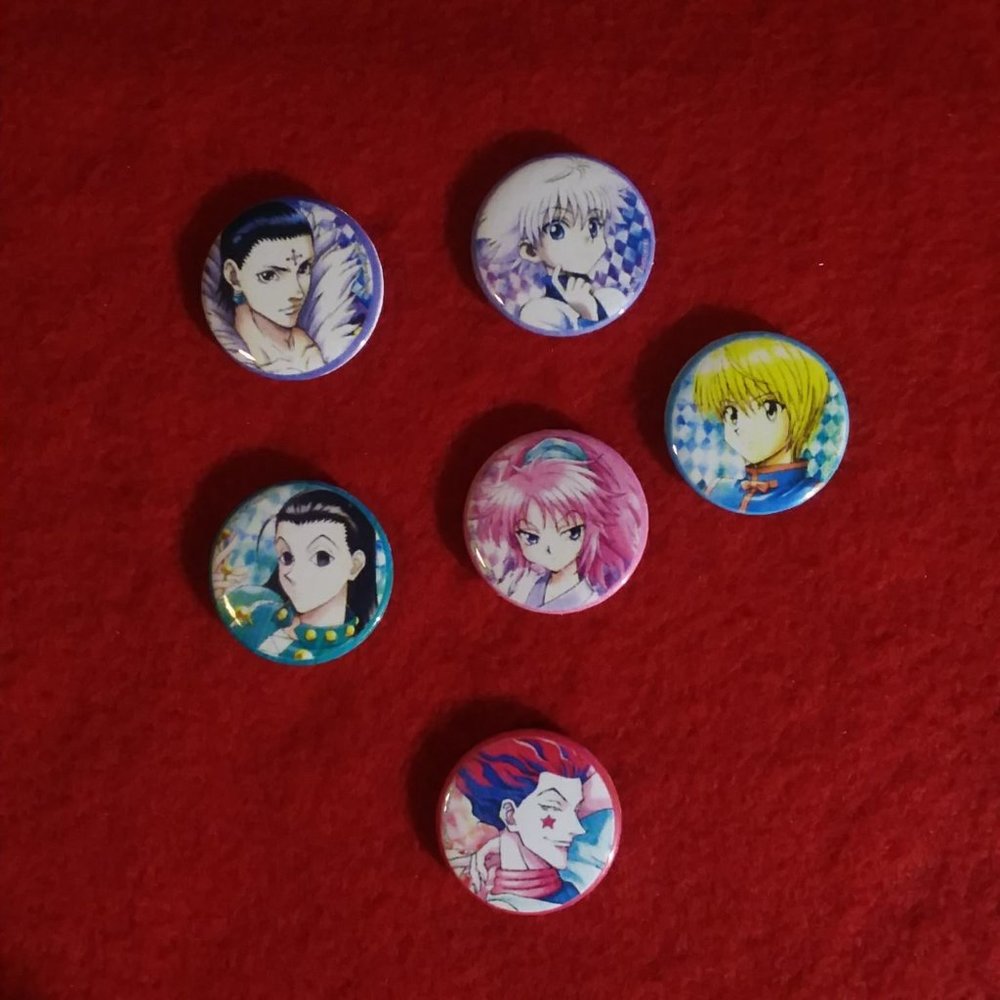 Handmade Hunter x Hunter Anime Manga Button Pins Set of 6 !